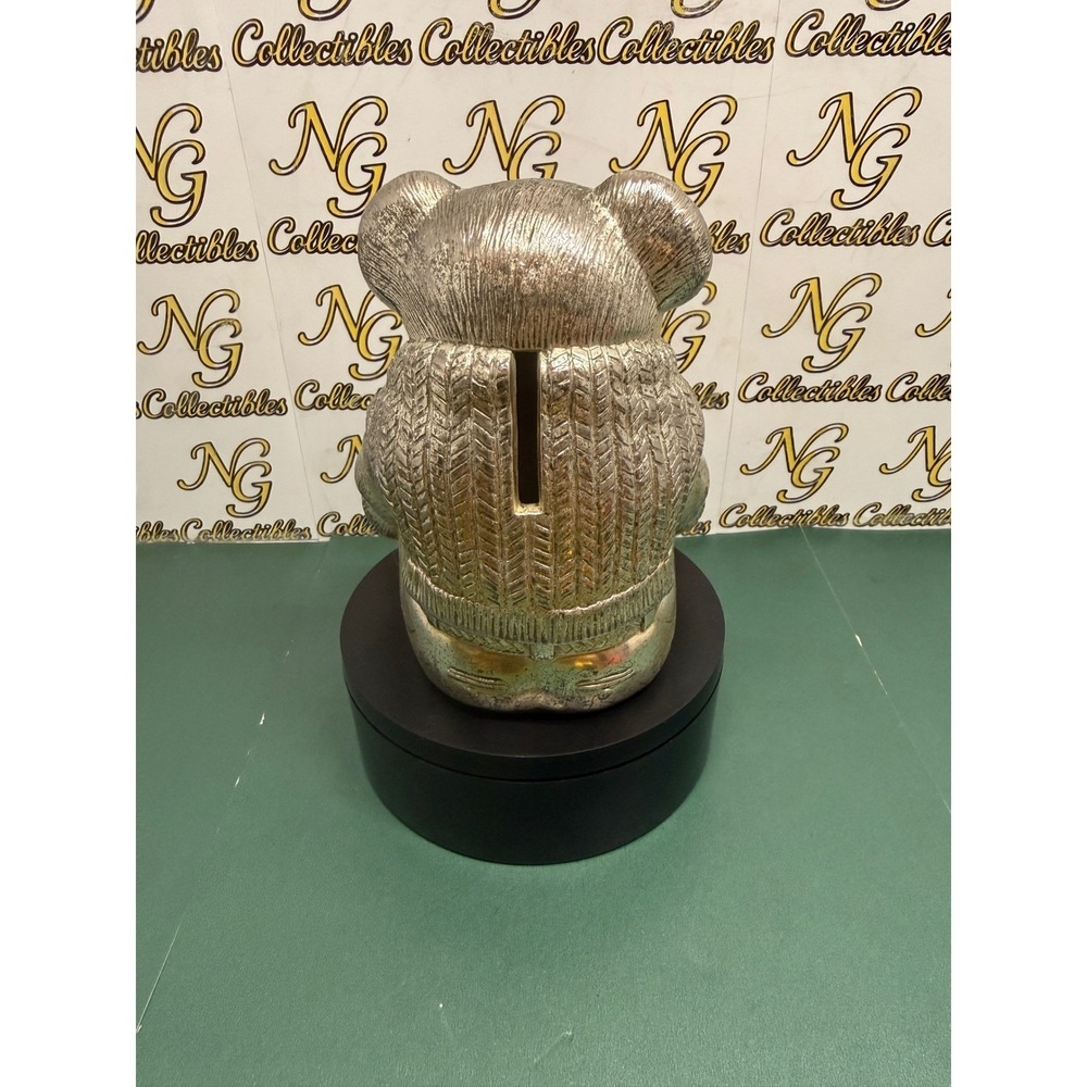Ralph Lauren Silverplate Teddy Bear‎ Piggy Bank Vintage Japan Polo Bear Sweater - Picture 2 of 4